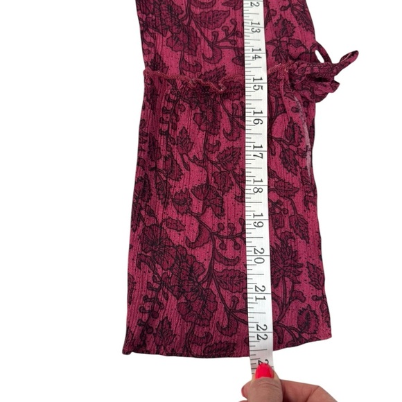 American Eagle Boho Floral Tiered Mini Dress M Tassel Keyhole Cottagecore B173 - Picture 8 of 9